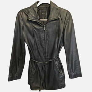 JLC New York  Leather Jacket FULL ZIP UP Size S Black Soft Pockets